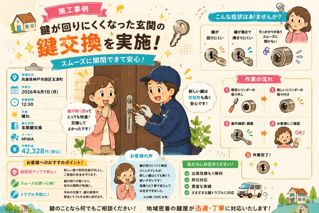 【兵庫県神戸市西区玉津町】鍵の交換がしたい