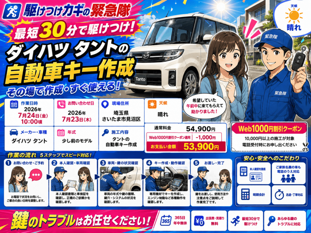 【埼玉県さいたま市見沼区】イモビライザー・スマートキー