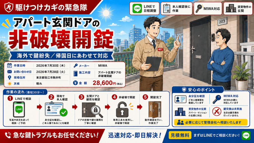 【東京都狛江市駒井町】玄関の鍵を開けたい