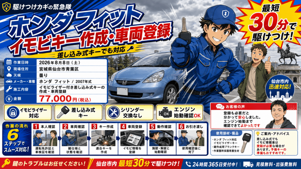 【宮城県仙台市青葉区】イモビライザー・スマートキーの画像イメージ