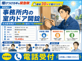 【愛知県名古屋市西区】事務所内の室内ドア開錠の画像イメージ