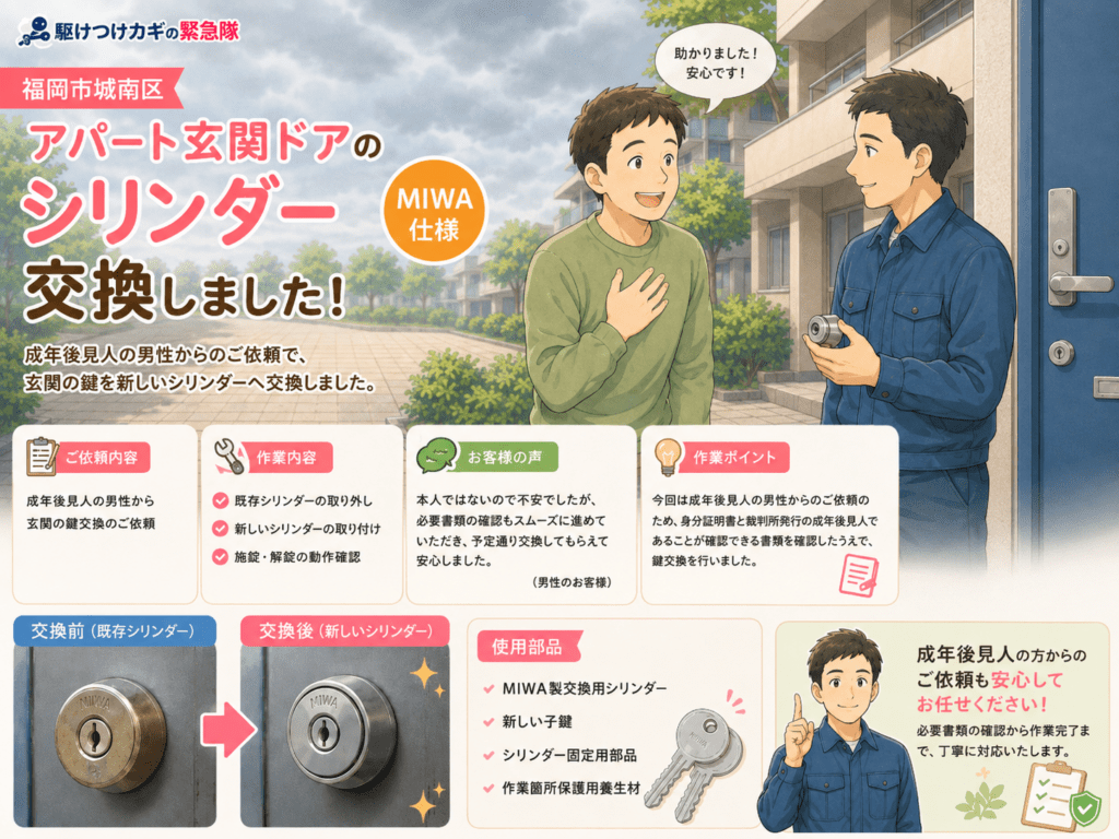 【福岡県福岡市城南区】鍵の交換がしたいの画像イメージ