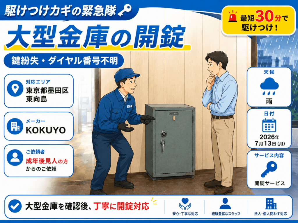【東京都墨田区東向島】金庫のダイヤルの暗証番号がわかりません