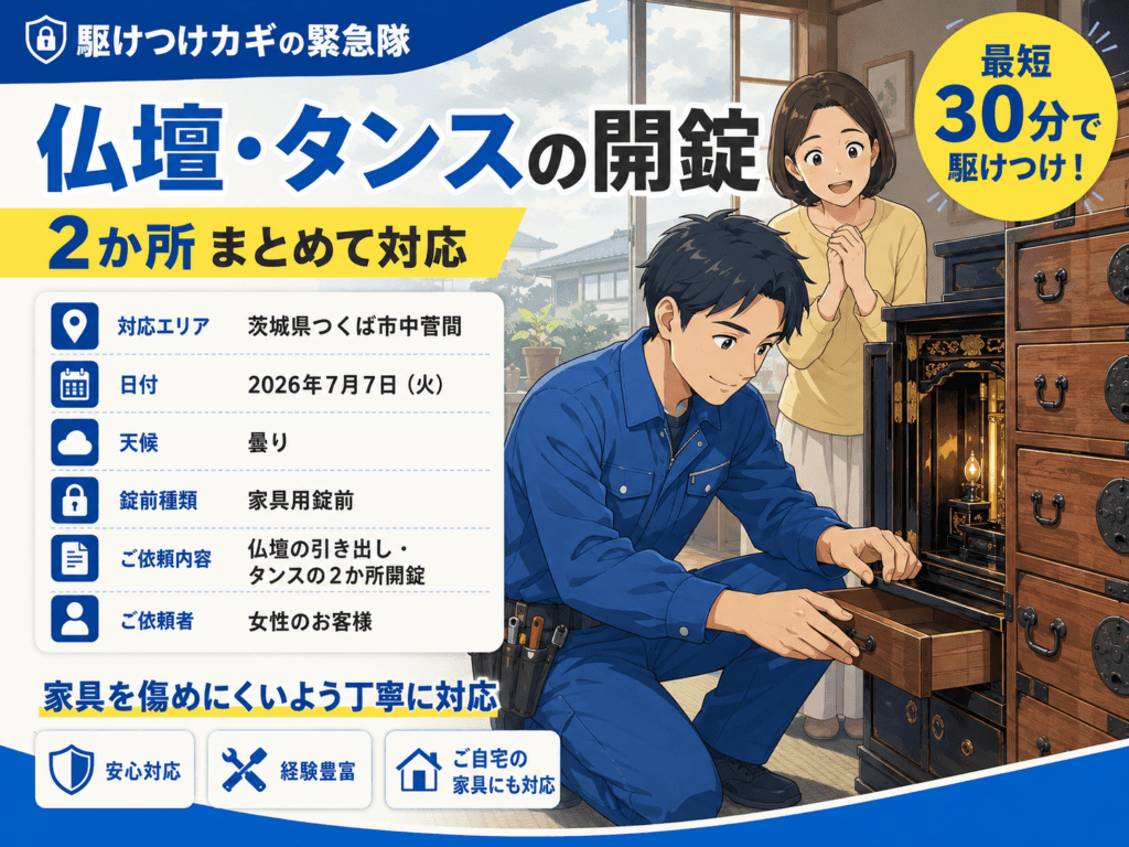 【茨城県つくば市中菅間】デスクやキャビネットの鍵を開けたいの画像イメージ