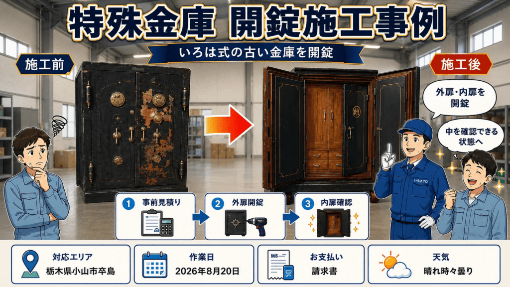 【栃木県小山市卒島】金庫のカギを開けたい