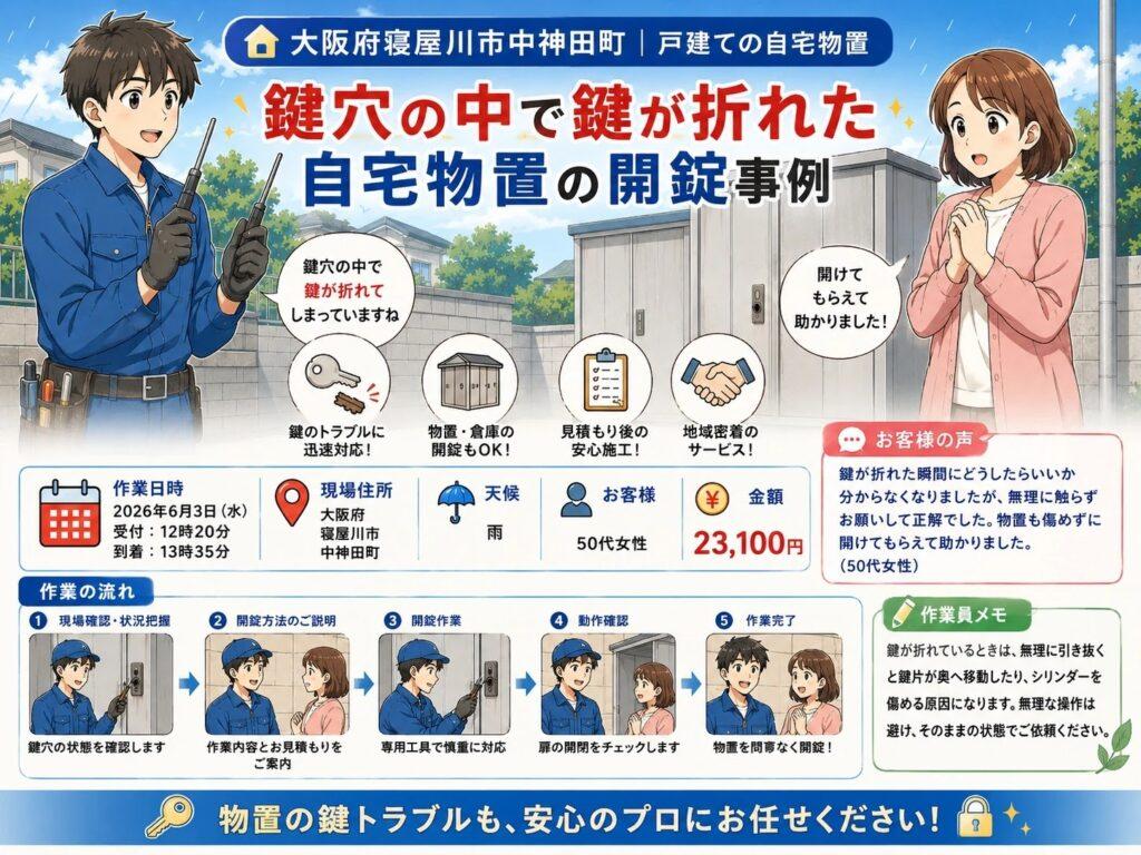 【大阪府寝屋川市中神田町】物置の鍵
