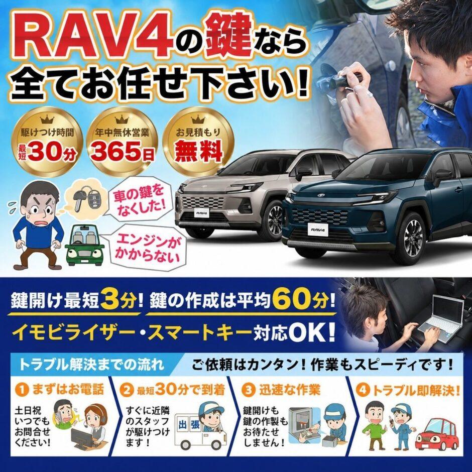 紛失した車の鍵イモビライザースマートキーすぐ作成！RAV4の鍵紛失(スマートキー・イモビライザー対応)