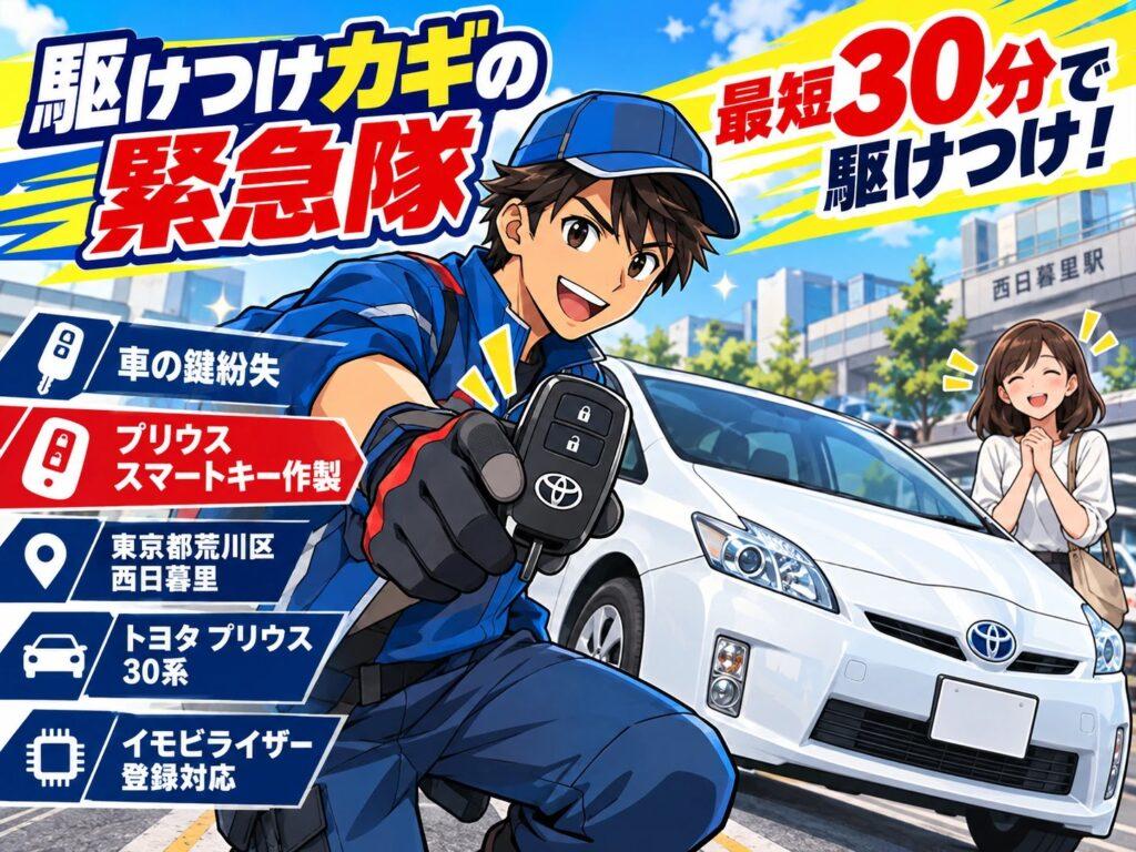 【東京都荒川区西日暮里】プリウス（ZVW30）の鍵をなくして動かせない！現場に駆けつけ鍵を作成 